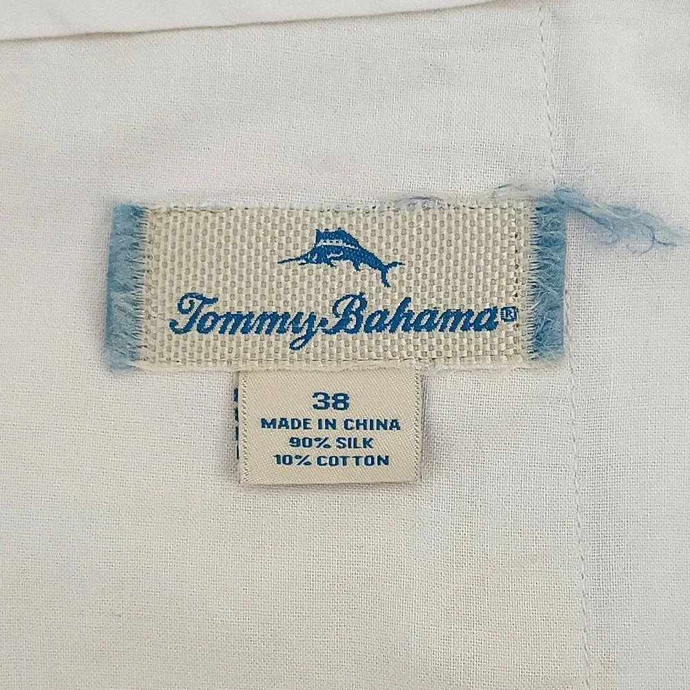 Tommy Bahama Silk Cotton Blend Pleated Herringbone Shorts Mens 38 Cream Y2K